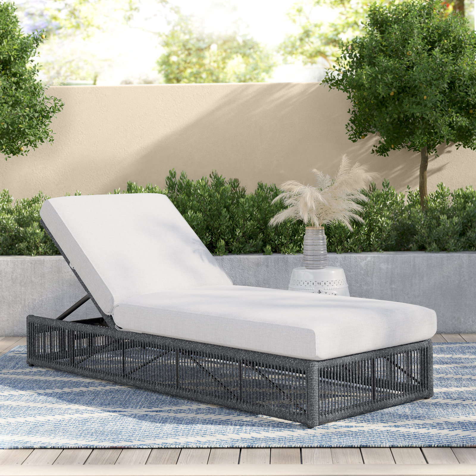 78.25'' Outdoor Olefin Rope Chaise Lounge, Echo Ash Sunbrella®