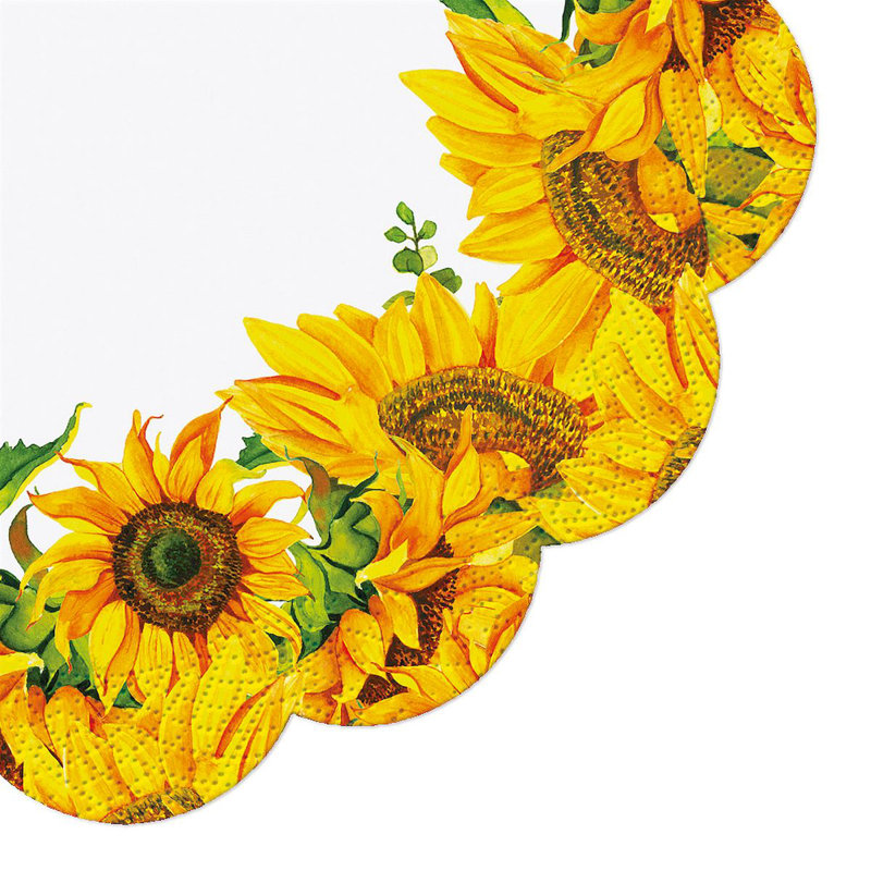 Grandes serviettes rondes tournesols dansantes