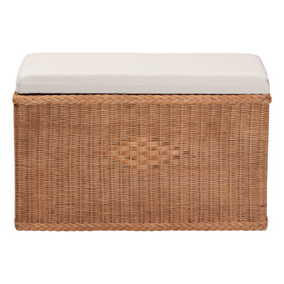 Rangement rustique avec poteau naturel, fabrication en bois, détails tressés, couvercle ouvert à grand compartiment, cadre rectangulaire orné de diamants, entièrement assemblé, brun, 15,39 po de profondeur, 31,47 po