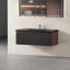 Meuble-lavabo flottant 42 po avec lavabo, meuble-lavabo mural rayé avec tiroirs à fermeture en douceur et cuve à quartz noir, entièrement assemblé