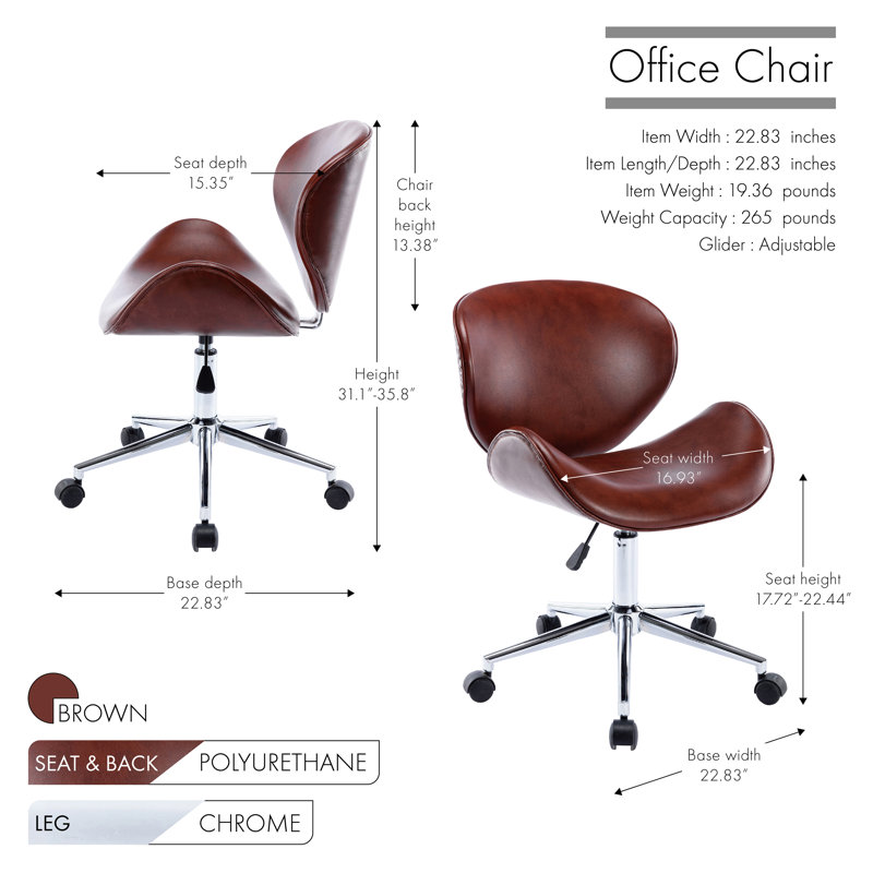 Akimasa Task Chair, Polyurethane, Brown