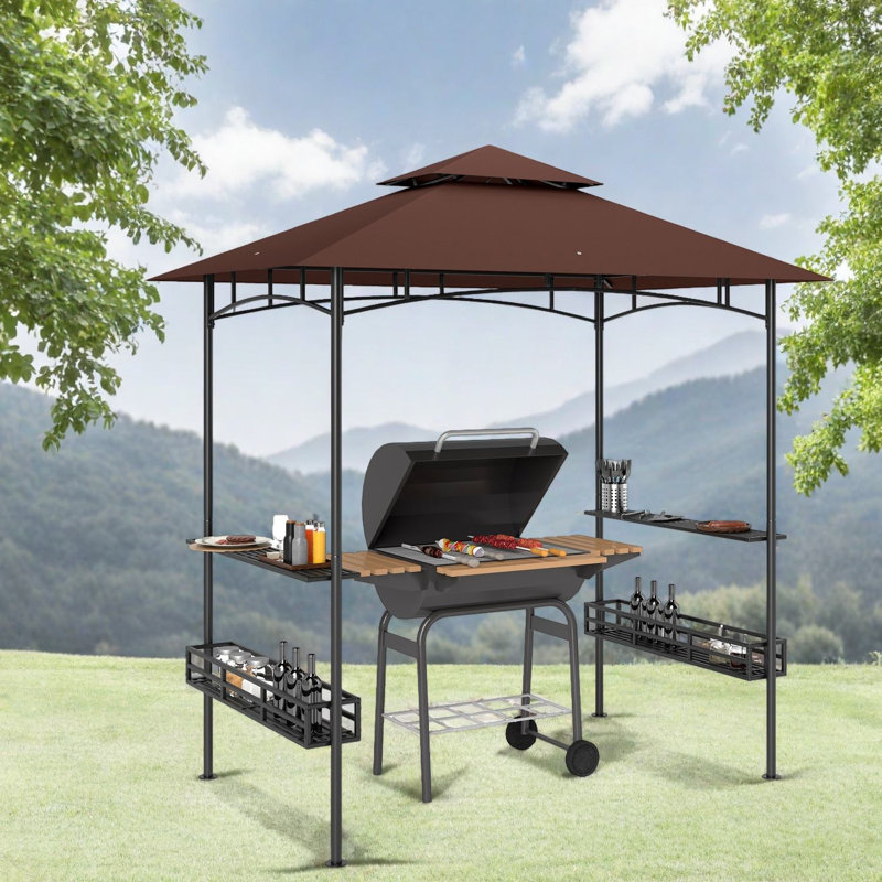 Canopies & Gazebos(must Include Frame) Metal Grill Gazebo With Storage, Modern Patio Bbq Shelter