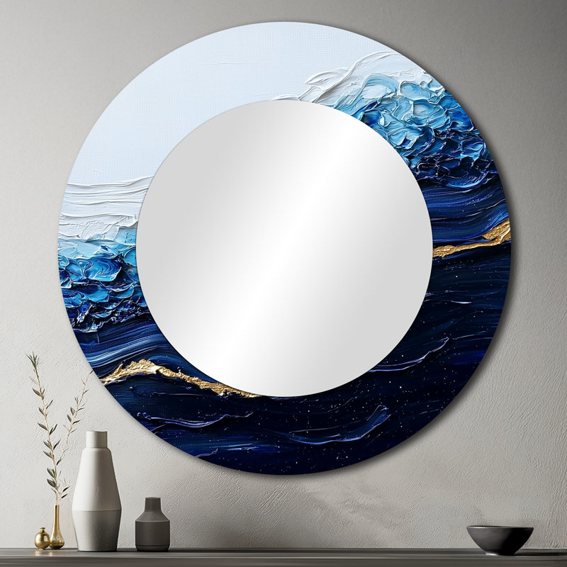 Abstrait aqua abstrait de l'inconnu - Art mural miroir moderne - imprimé sur métal, 36 po x 36 po