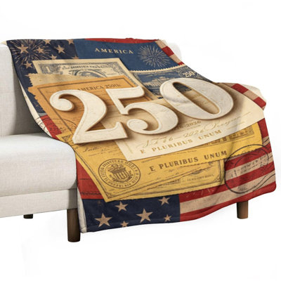 American Flag Backgr Luxury Flannel Throw Blanket, Soft Warm Fuzzy Blanket for Living Room Sofa Bed Home Decor