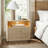 George Oliver Modern Fluted Nightstand with Motion Sensor LED Light, 2 Drawer Bedside Table with Charging Station (USB & Outlets), Wood End Table for Bedroom-512451841