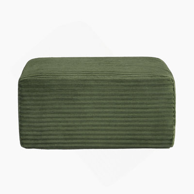 Canapé modulaire en L en forme de L avec repose-pieds - Assise modulaire rembourrée en velours côtelé vert pour les salons, les chambres et les appartements; Confort en forme de nuage moelleux, disposition en L peu encombrante, repose-pieds polyvalent pour sièges supplémentaires ou repose-pieds