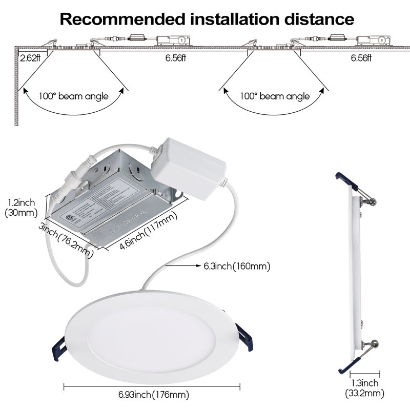6-Inch White LED Smart Recessed Lights with Color Changing and Voice Control