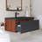 36'' Wall Mounted Single Bathroom Vanity With Black Quartz Sand Basin-1803270873