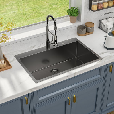 Drop-in Kitchen Sink Gauge Stainless Steel Kitchen Sink Topmount Single Bowl Basin Sink