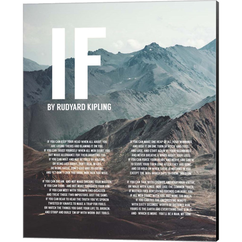 "If" par Rudyard Kipling - Montagnes par maître de citation, art mural sur toile