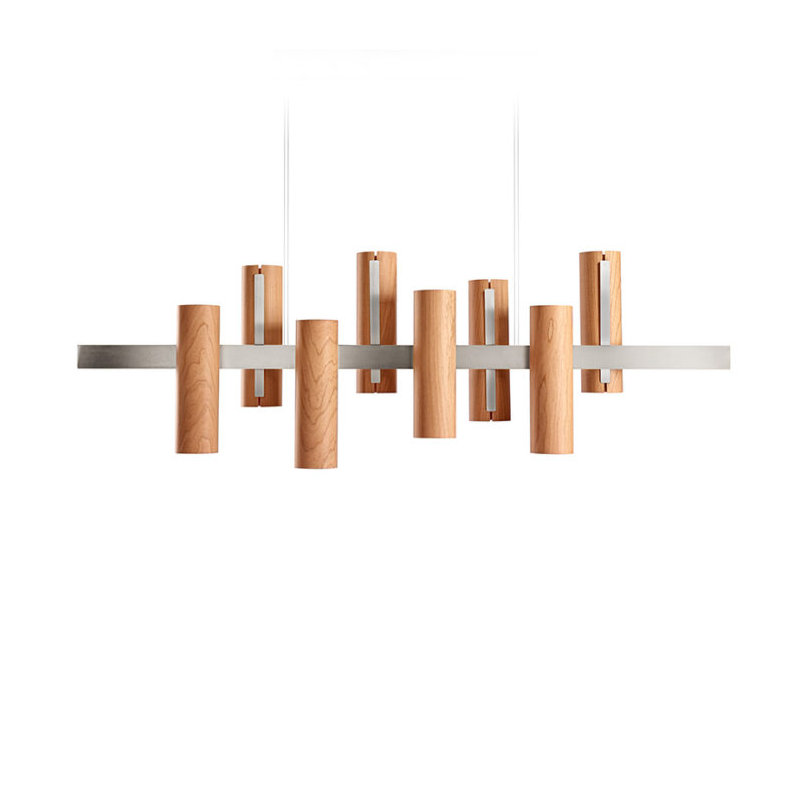 Black Note 8 - Light LED Pendant, Matte Black, Natural Cherry, 2700K Bulb Temperature