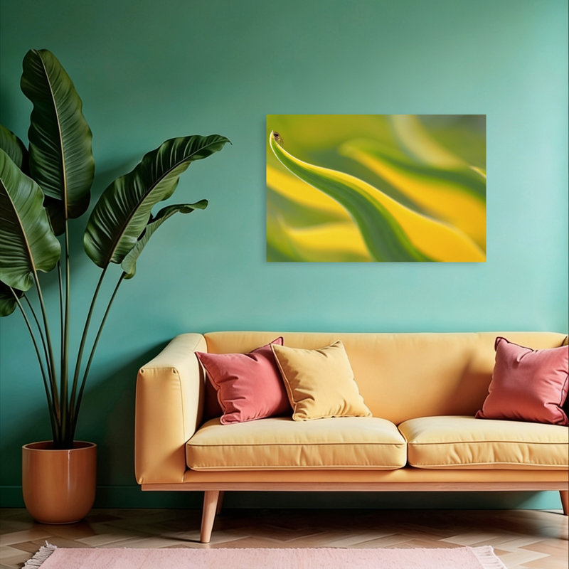 Insect On Vibrant Leaf Elegant Vibrant Abstract Nature Plant Wall Art Print 1 Piece Wrapped Canvas Wall Art