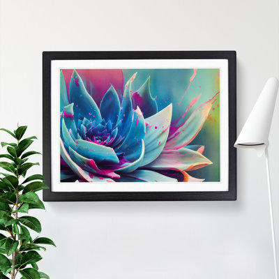 Succulent Plant Paint Splash Abstract - Single Picture Frame Print