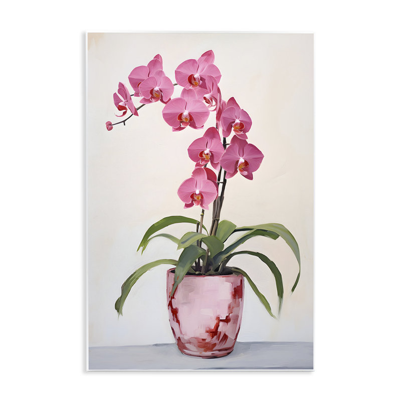 Art moderne orchidée rose moderne par Petals Prints Design, H 19 po x l 13 po