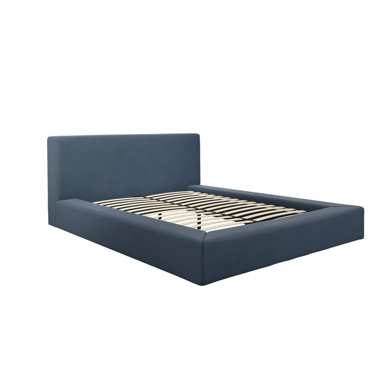 SOHO UPHOLSTERED WIDE BASE BED, Double (135 x 190 cm), Blue