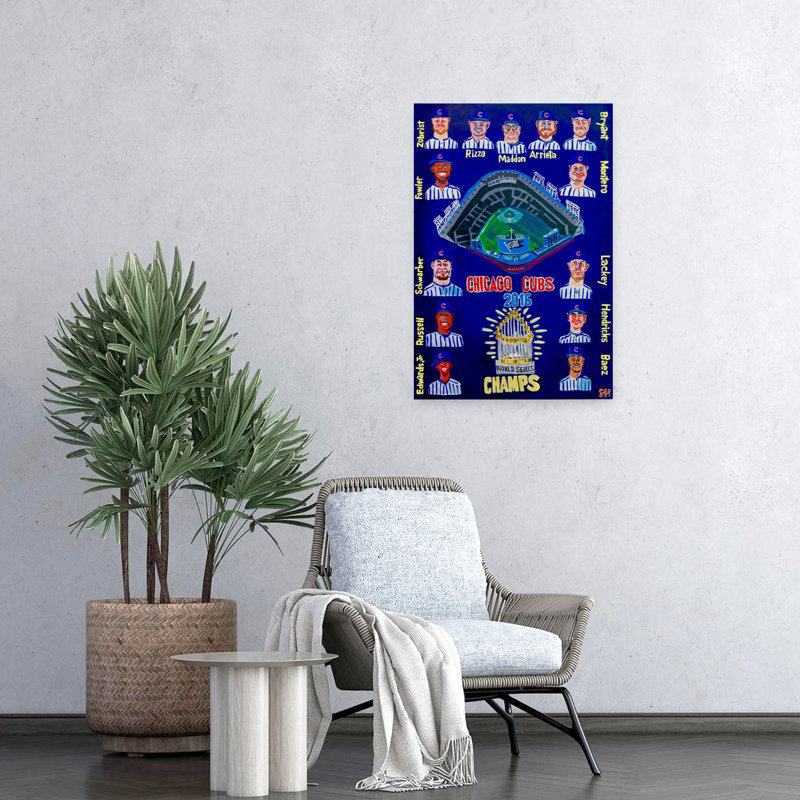 Cubs 2016, art mural contemporain, H 24 po x l 16 po