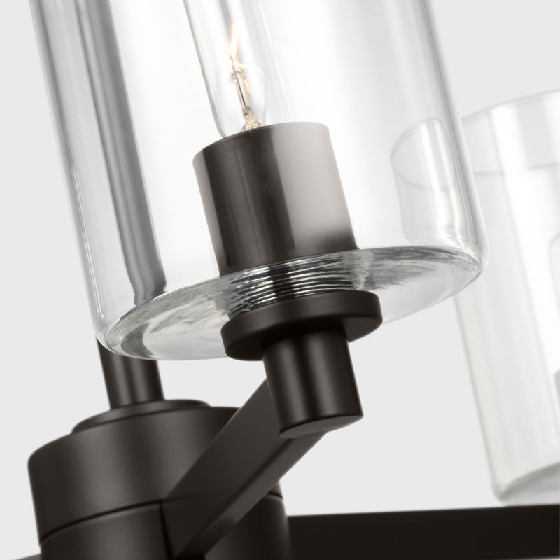 Fullton Dining Room Chandelier With Clear Shade, 10.375" H x 21.625" W x 21.625" D, Midnight Black, 3 Lights