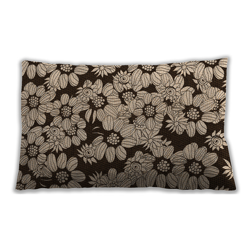 Coussin floral, Bleu clair, Microsuède