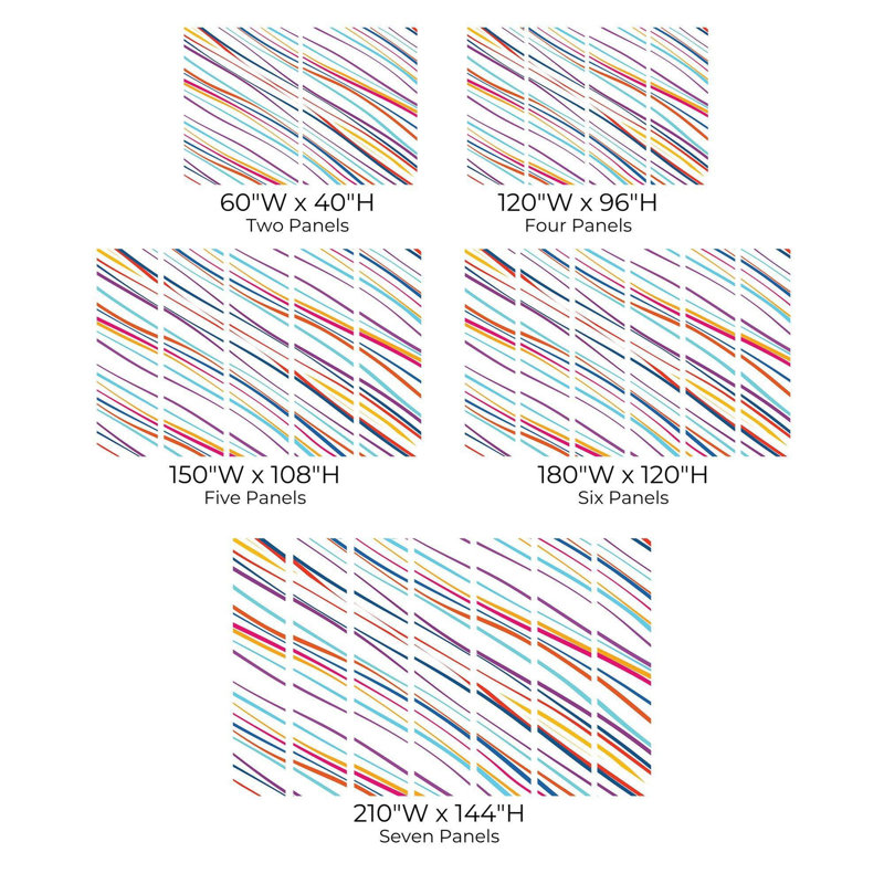 Papier peint de qualité supérieure - rayures diagonales colorées, L 96 po x l 120 po