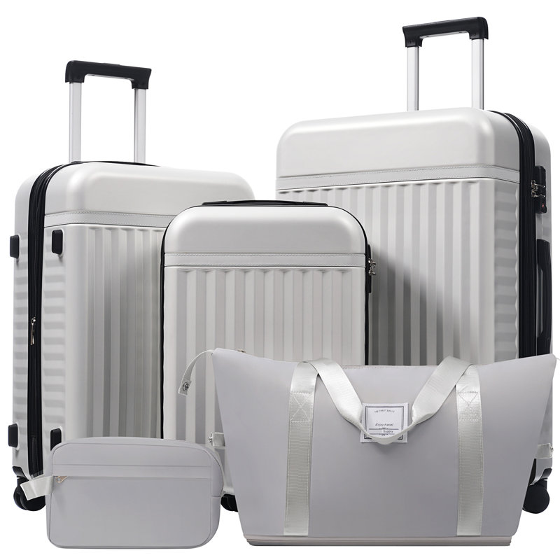 Luggage Set 5 Piece, Grey+White