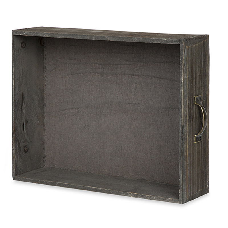 Boîte en bois massif, H 13 po x l 10 po x P 3 po, Brun