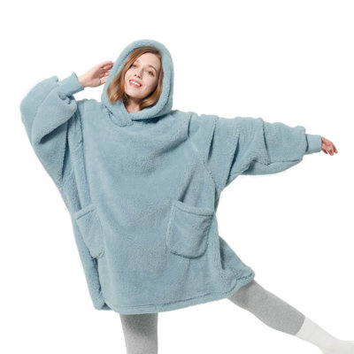 Bedsure Wearable Blanket Hoodie Gifts For Women - Cozy Sherpa Hoodie Blanket For Adult Men, Warm Hooded Blanket Sweatshirt