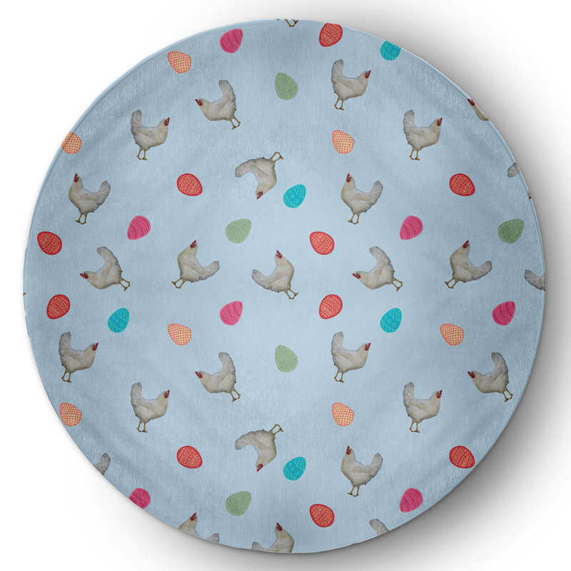 Chenille Abstract Indoor Rug, Round 5'