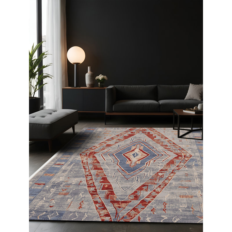 Tapis gris soyeux et moelleux, Carré 5 pi