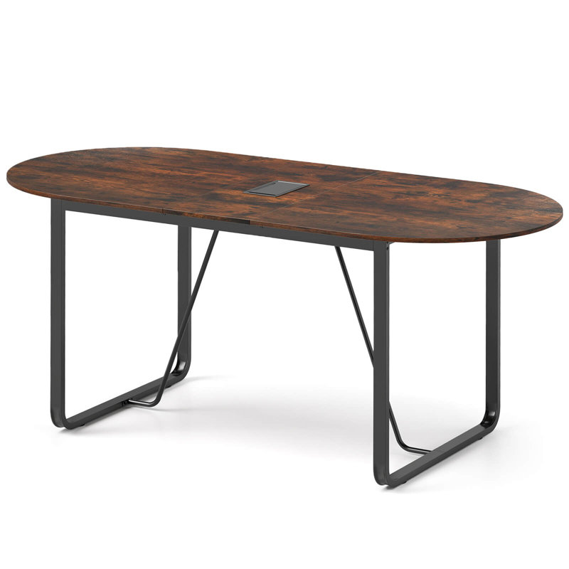 Table de direction 71 pouces, table de bureau ovale avec trou de gestion des câbles