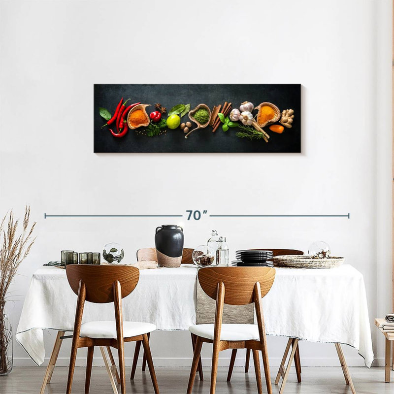 «Spices For Cooking», reproduction sur toile, H 17 po x l 51 po x P 1,25 po