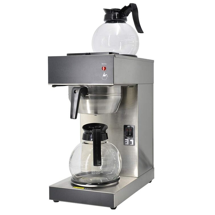 Coffee Pro 3 Burner Commercial Coffee Brewer 2.32 quart 36 Cups Multi serve  Silver Glass Body - Office Depot