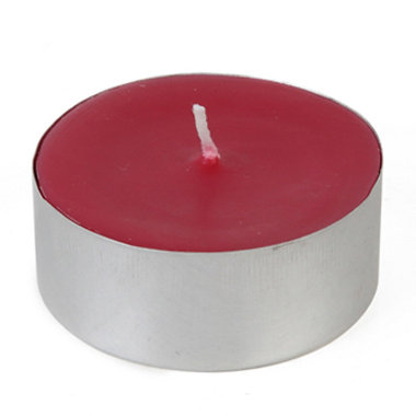Unscented Tealight Candle with Metal Holder, Burgundy, Set of 144