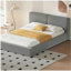 Grand lit plateforme en velours, lit de sol en velours, structure solide-121110516