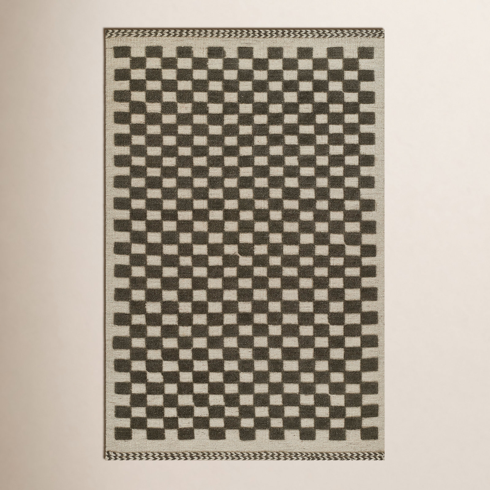Azle Charcoal Beige Hand-Woven Wool Rug, Rectangle 9' x 12'