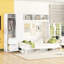 Grand lit blanc avec beaucoup de rangement pour les livres et plus encore