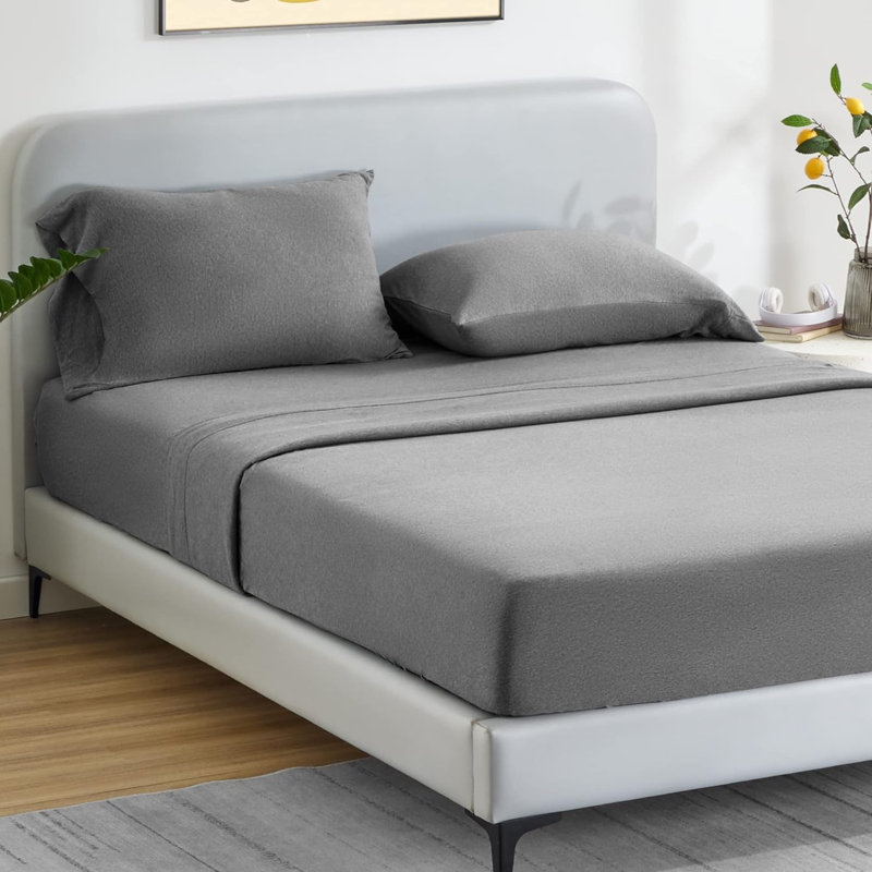  Ensemble de draps 100% coton 400 fils 400 fils, Très grand, Gris