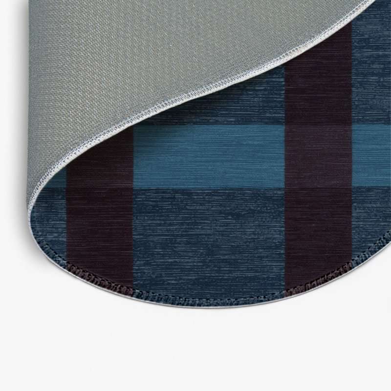 Tapis intérieur / extérieur noir à carreaux, Rond 5 pi