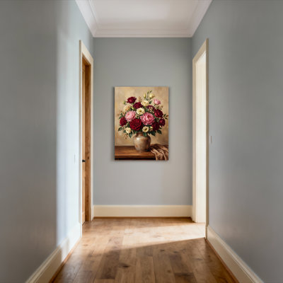 Bouquet de roses florales, reproduction de peinture à l'huile sur toile, art mural pour salon, chambre à coucher, décoration intérieure