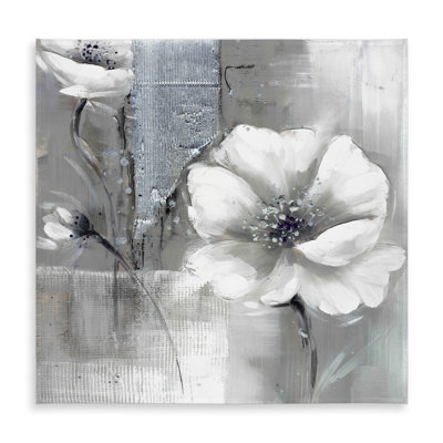 Monochrome and Silver Flowers Tablecloth | Indoor Outdoor Decor
