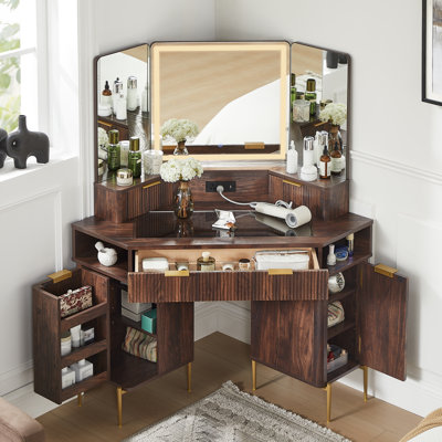Meuble-lavabo de coin 48 po avec miroir à 3 DEL