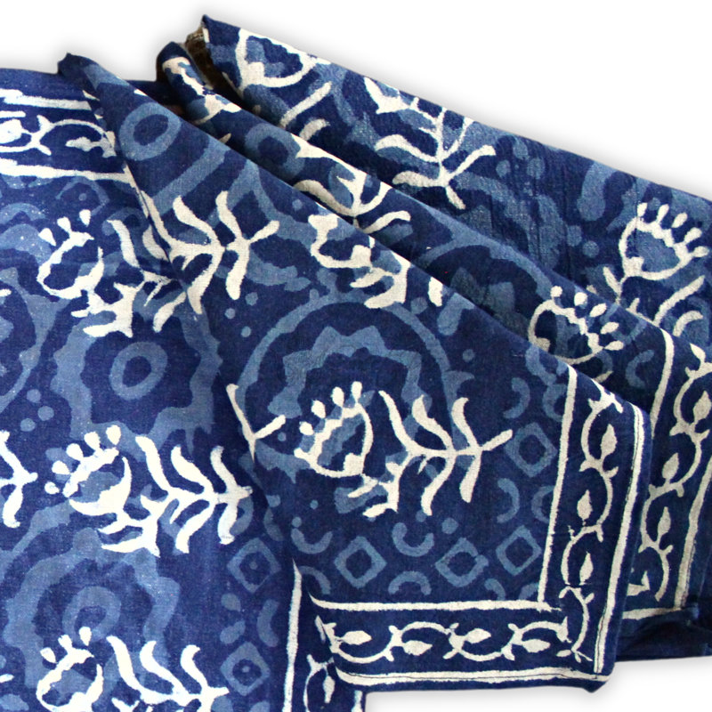 Alvaretta Block Print, Set of Four Cotton Napkins