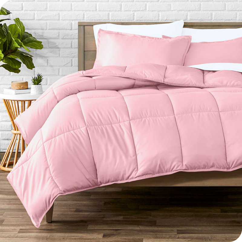 Light Pink Twin Down Alternative Microfiber Comforter Set