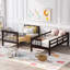 Lit superposé simple au-dessus de simple avec rangement et barrière de sécurité pour chambre à coucher, dortoir-2098690146