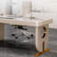 Bureau rectangulaire blanc en bois manufacturé avec 6 tiroirs-109026054