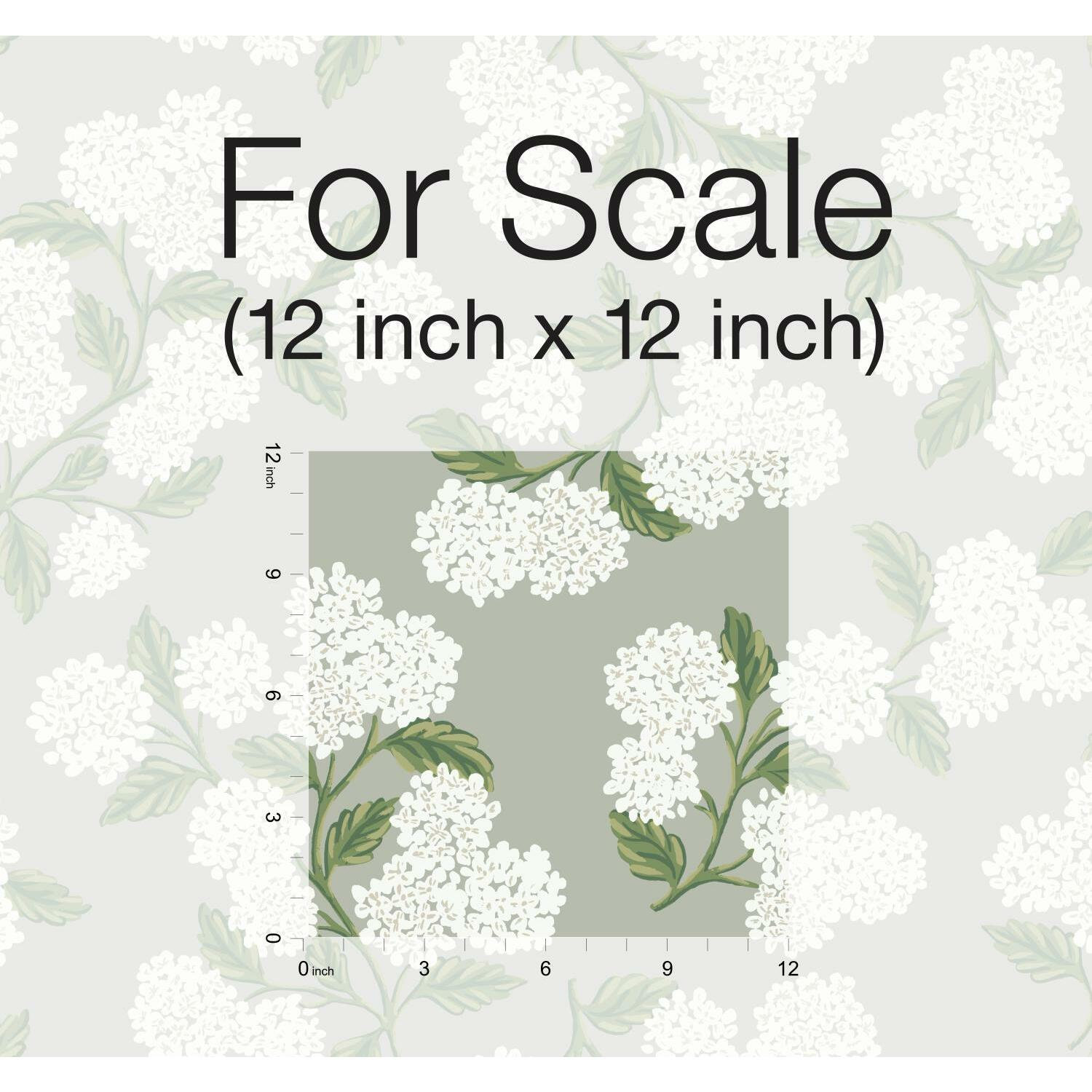 Hydrangea Wallpaper Double Roll, Gray/White