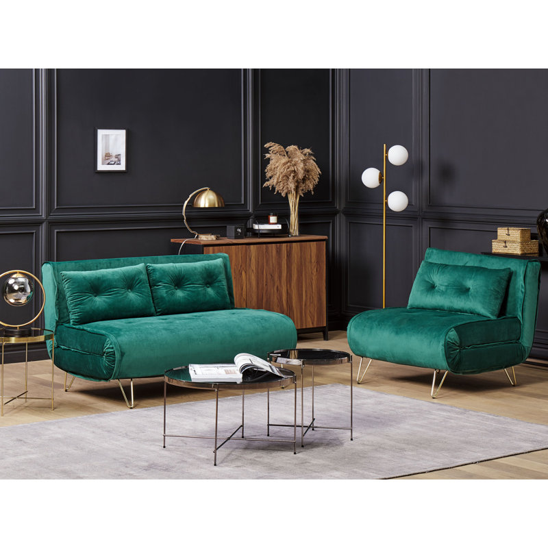 Millar Queen 85cm Upholstered Futon And Mattress, Dark Green