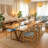 Solid Walnut Wood Epoxy River Dining Table, Clear Blue Resin Rectangular Kitchen Table with V-Shaped Wood Base-1285419847
