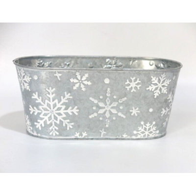 Snowflakes On Metal Planter