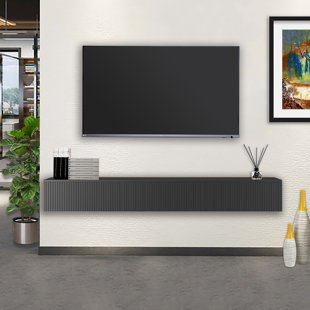 Meuble télé flottant fixé au mur avec 16 DEL de couleur pour téléviseur de 70 po