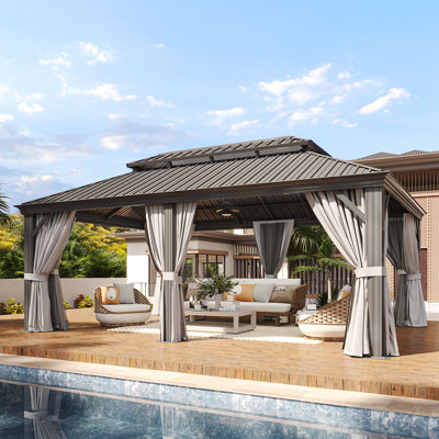 Hardtop Gazebo with Aluminum Frame and Galvanized Steel Double Roof